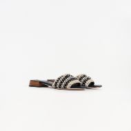 Picture of KARL LAGERFELD WOMEN'S PETALO II CROCHET SIGNIA SLIDE IN BLACK W/OFF WHITE 4