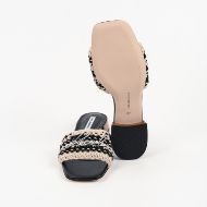 Picture of KARL LAGERFELD WOMEN'S PETALO II CROCHET SIGNIA SLIDE IN BLACK W/OFF WHITE 2