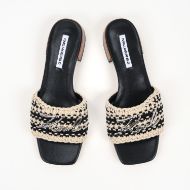 Picture of KARL LAGERFELD WOMEN'S PETALO II CROCHET SIGNIA SLIDE IN BLACK W/OFF WHITE 3