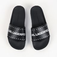 Picture of KARL LAGERFELD WOMEN'S KONDO MAXI II STUD BORDER SLIDE IN BLACK W/SILVER 3
