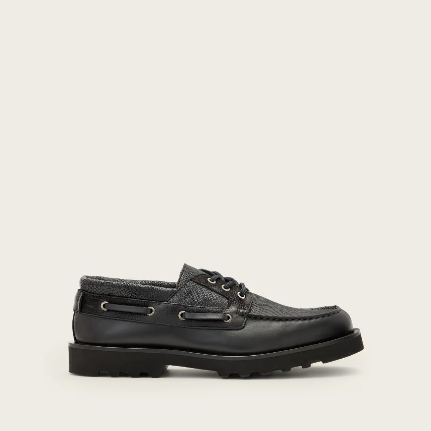 Picture of ALLSAINTS MEN'S SKIFF BOAT SHOES IN BLACK
