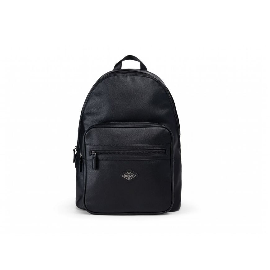 Picture of REPLAY MEN'S SOLID-COLOUR BACKPACK WITH DIAMOND LOGO IN BLACK
