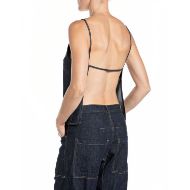 Picture of REPLAY WOMEN'S OPEN BACK DENIM TOP IN DARK BLUE 2