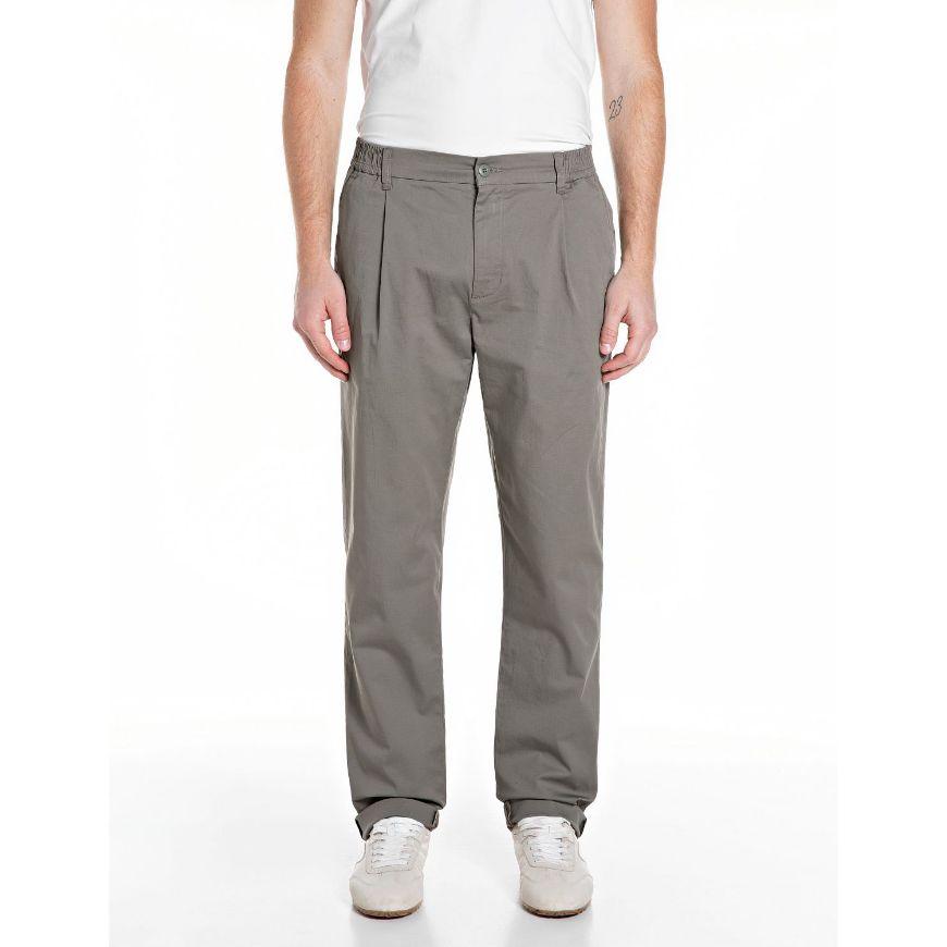 Picture of REPLAY MEN'S ADHANN TAPERED-FIT TWILL CHINOS IN STORM GRAY