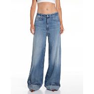 Picture of REPLAY WOMEN'S NALAJA WIDE FIT JEANS 12 OZ RECYCLED INDIGO COTTON IN MEDIUM BLUE 1