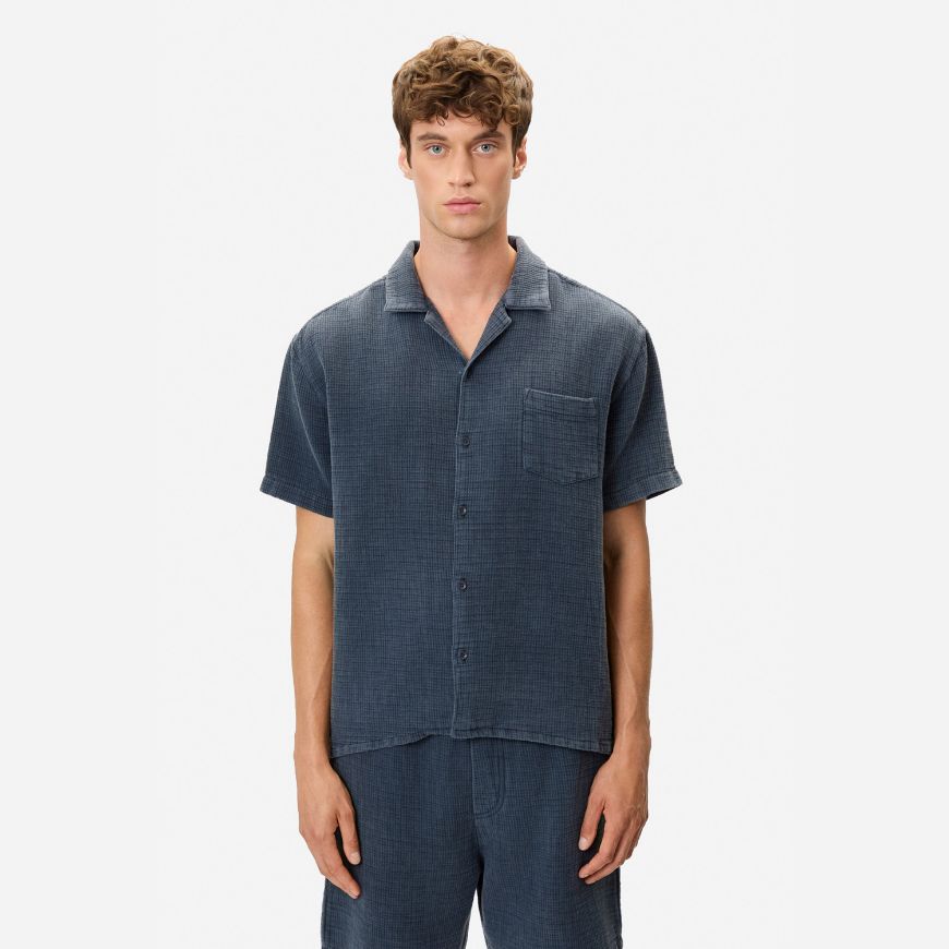 Picture of DIRTY LAUNDRY MEN'S MINI WAFFLE SHIRT IN VINTAGE BLUE