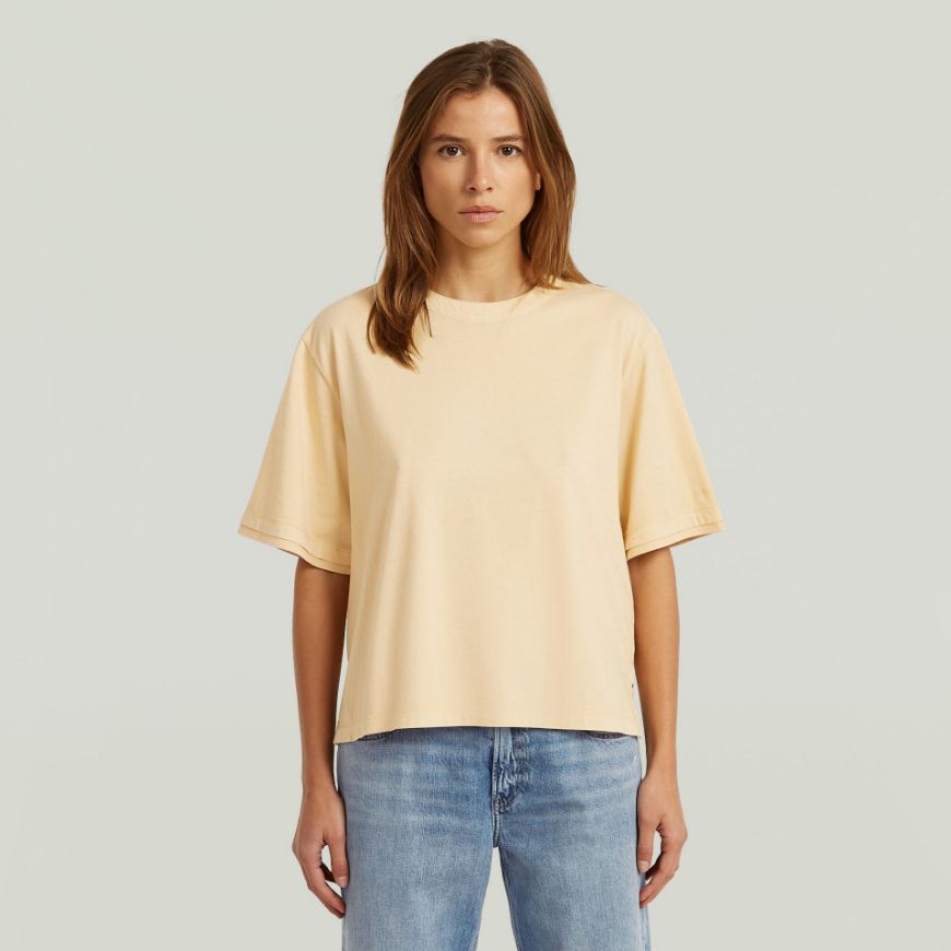 Picture of G-STAR WOMEN'S WOVEN MIX WASHED RELAXED TOP IN MELLOW BUFF GD