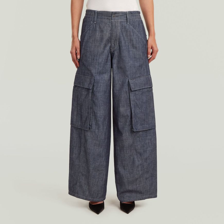 Picture of G-STAR WOMEN'S CARGO SUMMER PANTS IN RINSED
