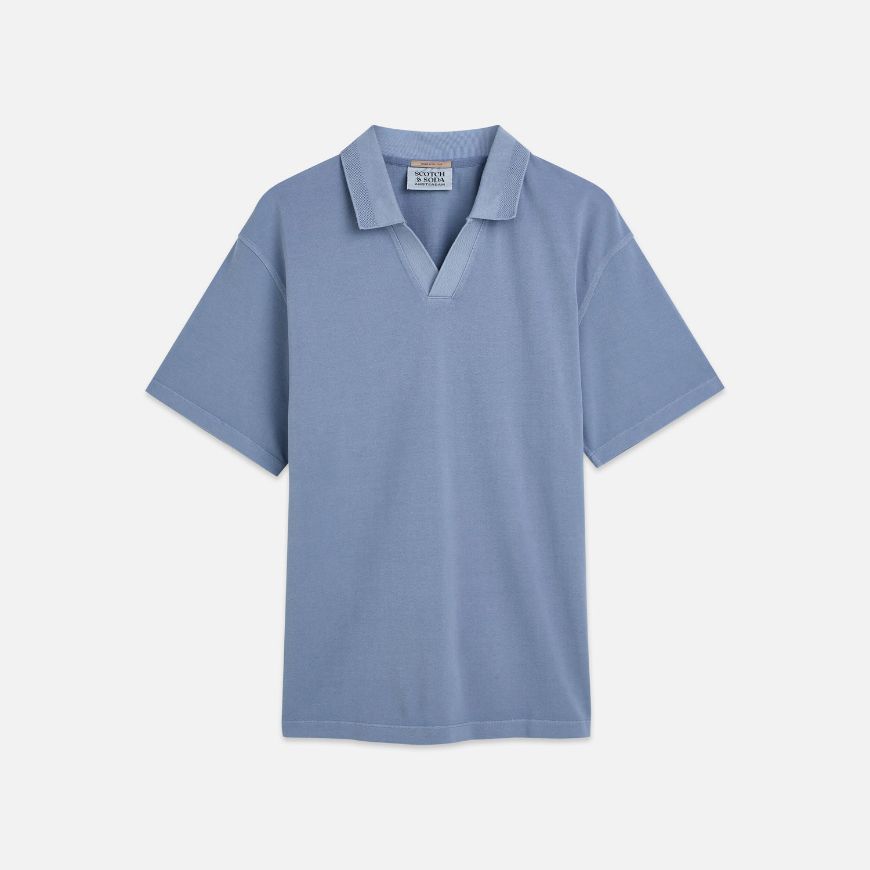 Picture of SCOTCH&SODA MEN'S 3 CROSSES PIQUE RELAXED-FIT GARMENT-DYED POLO IN BLUE