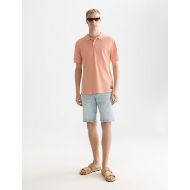 Picture of SCOTCH&SODA MEN'S MELANGE CHEST LOGO REGULAR FIT POLO IN CANYON CLAY 7