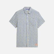 Picture of SCOTCH&SODA MEN'S PRINTED LINEN REGULAR FIT SHORT-SLEEVED SHIRT IN BLUE 1