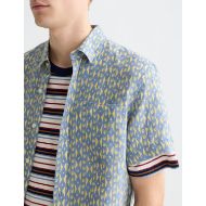 Picture of SCOTCH&SODA MEN'S PRINTED LINEN REGULAR FIT SHORT-SLEEVED SHIRT IN BLUE 6