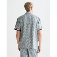 Picture of SCOTCH&SODA MEN'S PRINTED LINEN REGULAR FIT SHORT-SLEEVED SHIRT IN BLUE 5