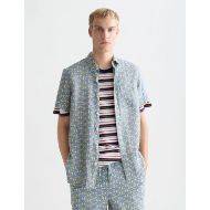 Picture of SCOTCH&SODA MEN'S PRINTED LINEN REGULAR FIT SHORT-SLEEVED SHIRT IN BLUE 4