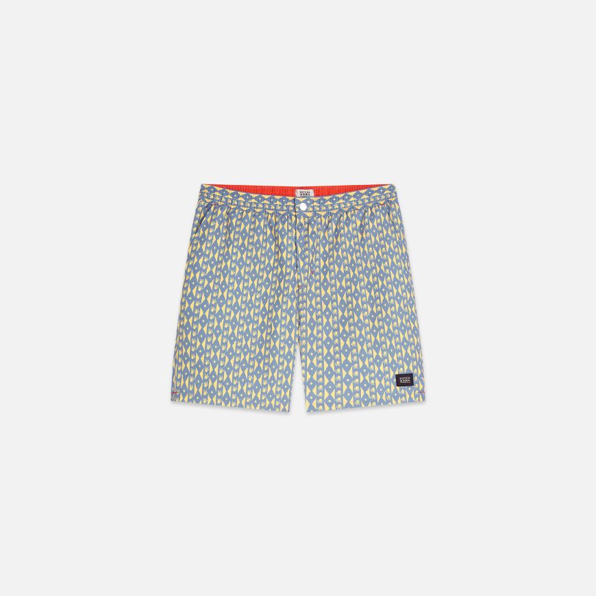 Picture of SCOTCH&SODA MEN'S PRINTED MID-LENGTH SWIM SHORTS IN MEDIUM BLUE