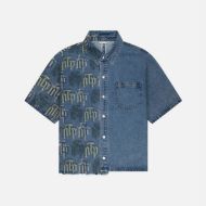 Picture of OTP MEN'S FRAKTUR PRINTED DENIM SHIRT IN STONE WASH 3