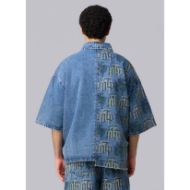 Picture of OTP MEN'S FRAKTUR PRINTED DENIM SHIRT IN STONE WASH 2