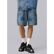 Picture of OTP MEN'S FRAKTUR PRINTED DENIM SHORTS IN STONE WASH 5