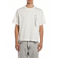 Picture of REPLAY INC. COTTON T-SHIRT IN OFF WHITE 1