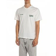 Picture of REPLAY INC. JERSEY T-SHIRT IN OFF WHITE 1