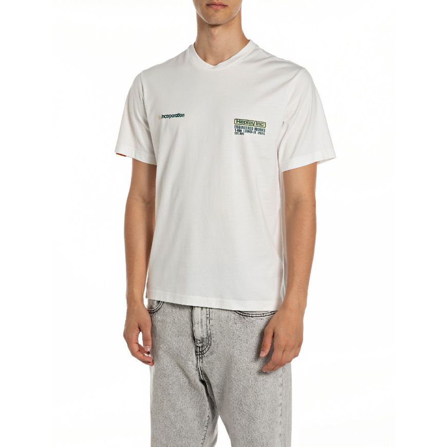Picture of REPLAY INC. JERSEY T-SHIRT IN OFF WHITE