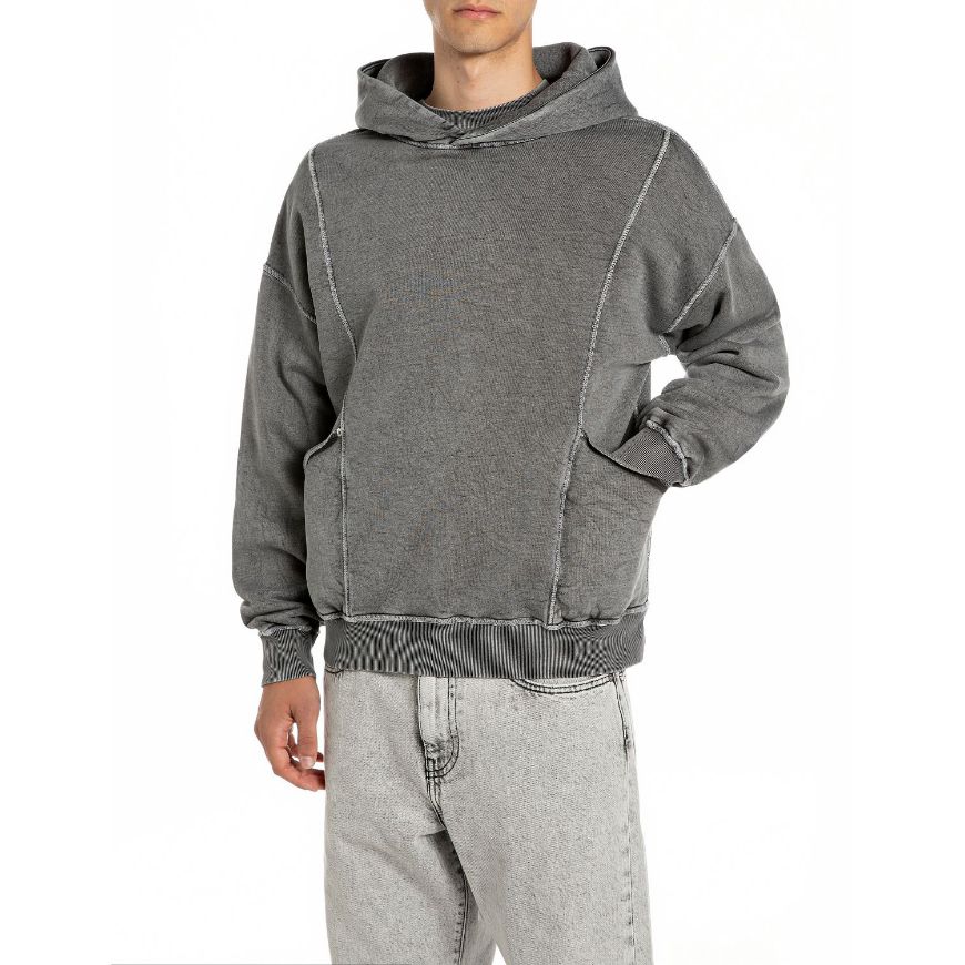 Picture of REPLAY INC. BRUSHED COTTON FLEECE PLUSH IN ACID BLACK