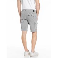 Picture of REPLAY MEN'S VANNIE HYPERFLEX STRETCH DENIM CARGO SHORTS IN LIGHT GREY 2
