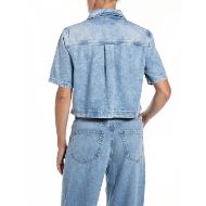 Picture of REPLAY WOMEN'S SHORT-SLEEVE DENIM SHIRT IN LIGHT BLUE 2