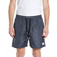 Picture of REPLAY MEN'S SWIMMING TRUNKS RECYCLED FABRIC IN NAVY/NATURAL WHITE 1