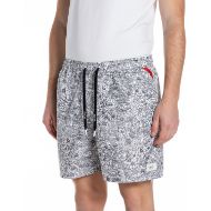 Picture of REPLAY MEN'S SWIMMING TRUNKS RECYCLED FABRIC IN NATURAL WHITE/NAVY 1