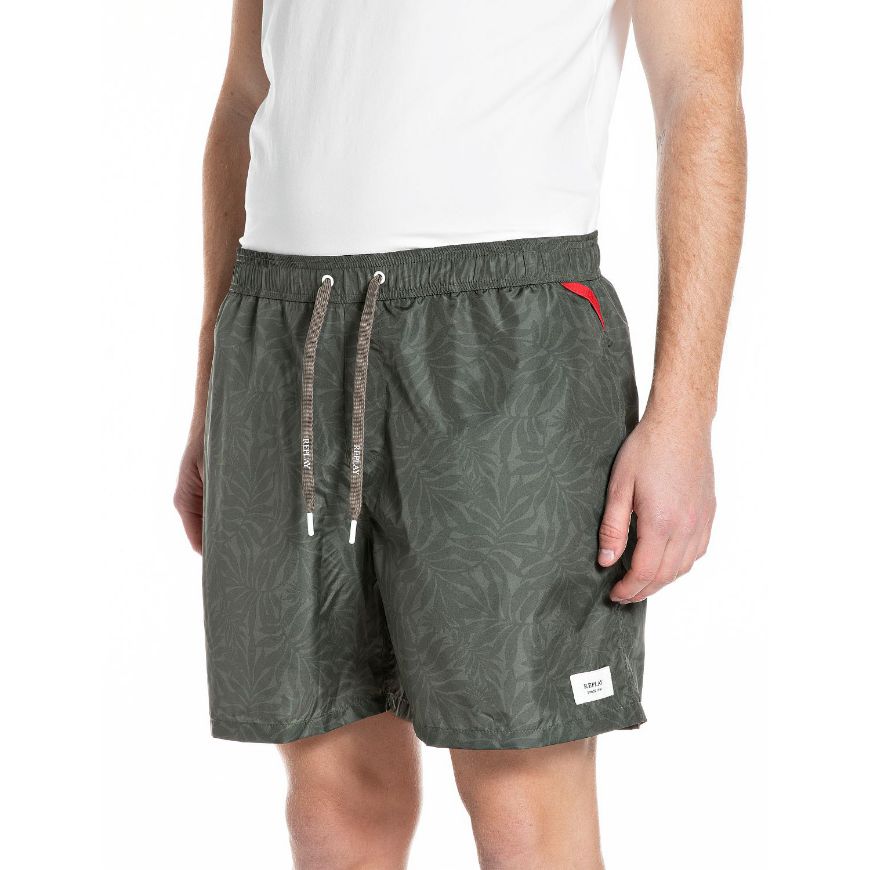 Picture of REPLAY MEN'S SWIMMING TRUNKS RECYCLED FABRIC IN MILITARY/DK GREEN