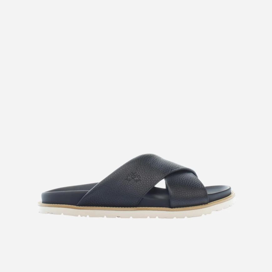 Picture of LA MARTINA MEN'S NAPPA LEATHER SLIDES M'S ZEPHYR BLACK
