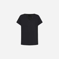 Picture of DIRTY LAUNDRY WOMEN'S V-NECK LINEN BLEND T-SHIRT IN BLACK 1