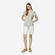 Picture of DIRTY LAUNDRY WOMEN'S V-NECK LINEN BLEND T-SHIRT IN SAND 3