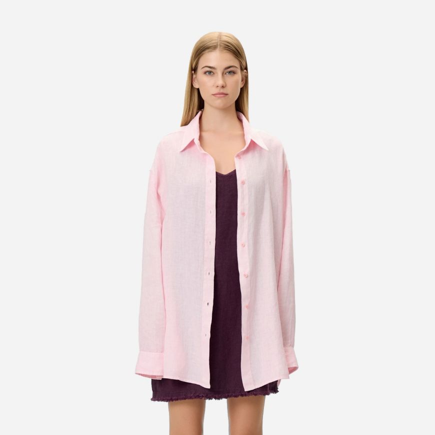 Picture of DIRTY LAUNDRY WOMEN'S LINEN SHIRT IN BUBBLEGUM