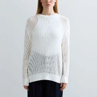 Picture of REPLAY WOMEN'S RIB-KNIT RELAXED-FIT PULLOVER IN NATURAL WHITE 1