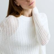 Picture of REPLAY WOMEN'S RIB-KNIT RELAXED-FIT PULLOVER IN NATURAL WHITE 4
