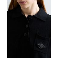 Picture of REPLAY WOMEN'S CROPPED LINEN COTTON PULLOVER WITH POLO COLLAR IN BLACK 4