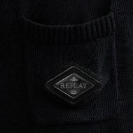 Picture of REPLAY WOMEN'S CROPPED LINEN COTTON PULLOVER WITH POLO COLLAR IN BLACK 5