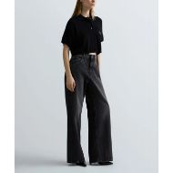 Picture of REPLAY WOMEN'S CROPPED LINEN COTTON PULLOVER WITH POLO COLLAR IN BLACK 8