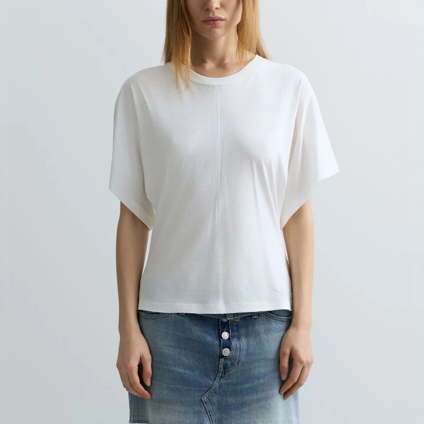 Picture of REPLAY WOMEN'S SLIM-FIT COTTON JERSEY T-SHIRT IN OFF WHITE