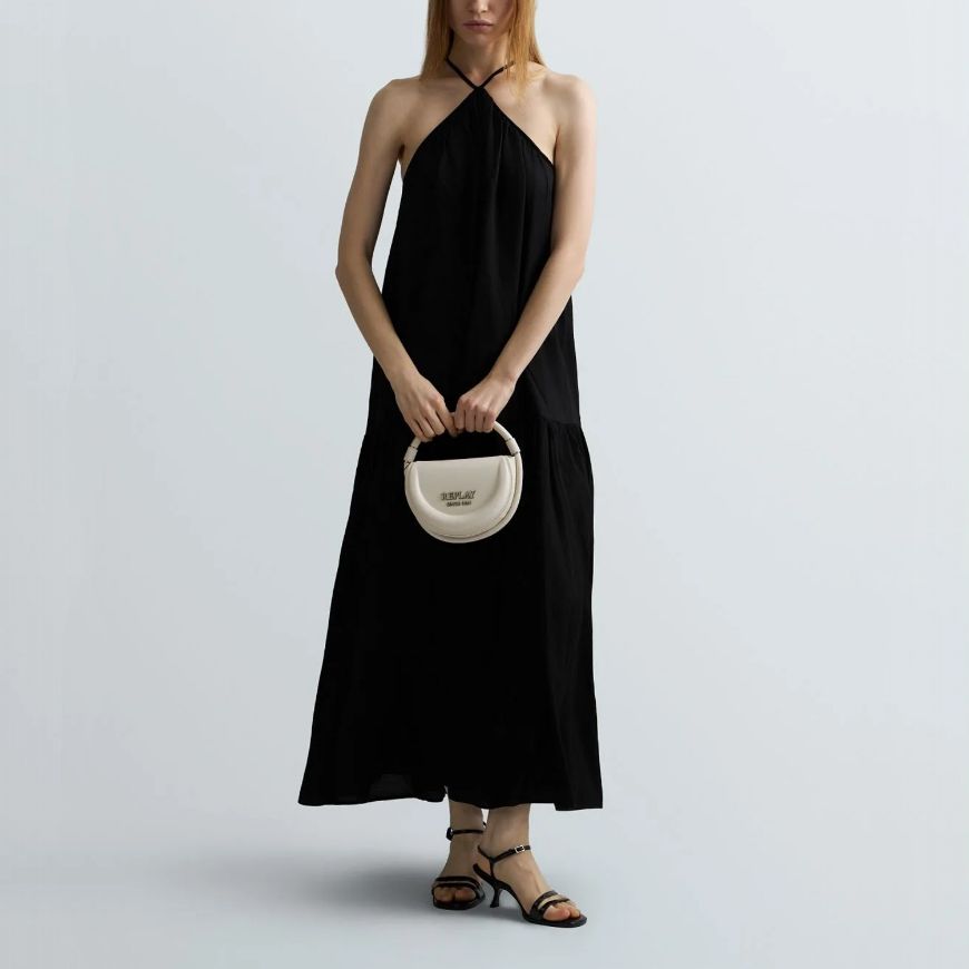 Picture of REPLAY WOMEN'S LONG VISCOSE TWILL DRESS IN BLACK