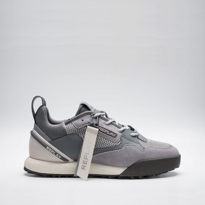 Picture of REPLAY MEN'S FIELD 2.0 WARD X LEATHER SNEAKERS IN SILVER