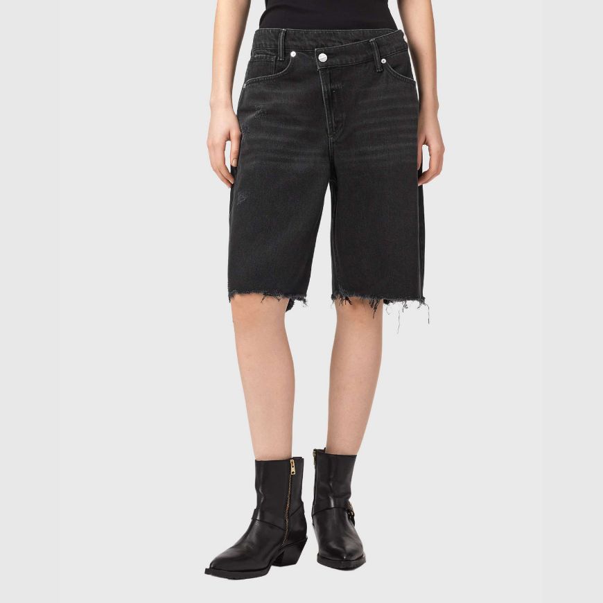 Снимка на ALLSAINTS ДАМСКИ БЕРМУДИ AKI CROSSOVER SHORTS WASHED BLACK