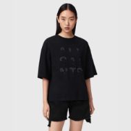 Picture of ALLSAINTS WOMEN'S STACKS AMELIE T-SHIRT BLACK 1
