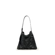 Picture of ALLSAINTS WOMEN'S ASHA PAPER MESH SHOULDER BAG BLACK 1