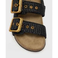 Picture of ALLSAINTS WOMEN'S STAFFA RAFFIA SANDAL BLACK/BLACK 5