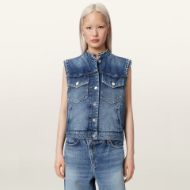 Picture of ALLSAINTS WOMEN'S MAV STUD WAISTCOAT VINTAGE INDIGO 1