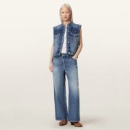 Picture of ALLSAINTS WOMEN'S MAV STUD WAISTCOAT VINTAGE INDIGO 5