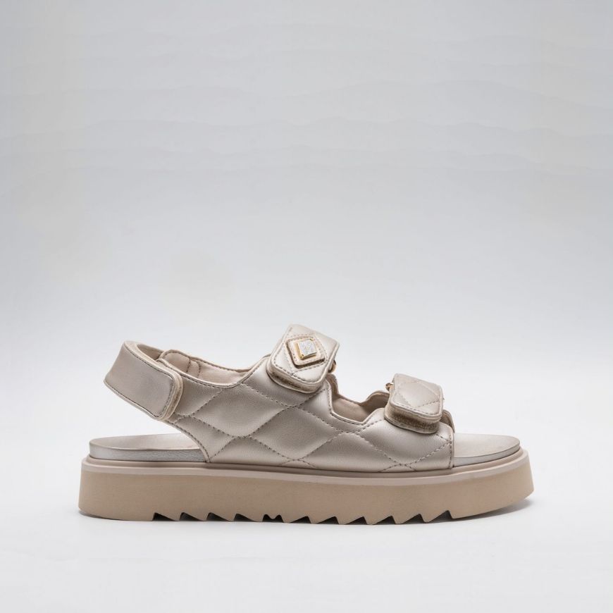 Picture of REPLAY WOMEN'S NEW ALICANTE TRIMS FLAT SANDALS IN PLATIN